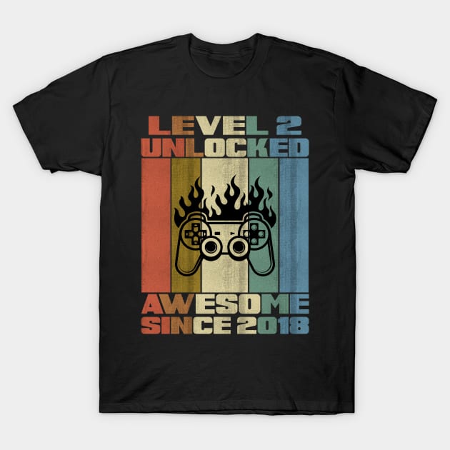 Level 2 Unlocked Birthday 2 Years Old Awesome Since 2018 T-Shirt by 5StarDesigns